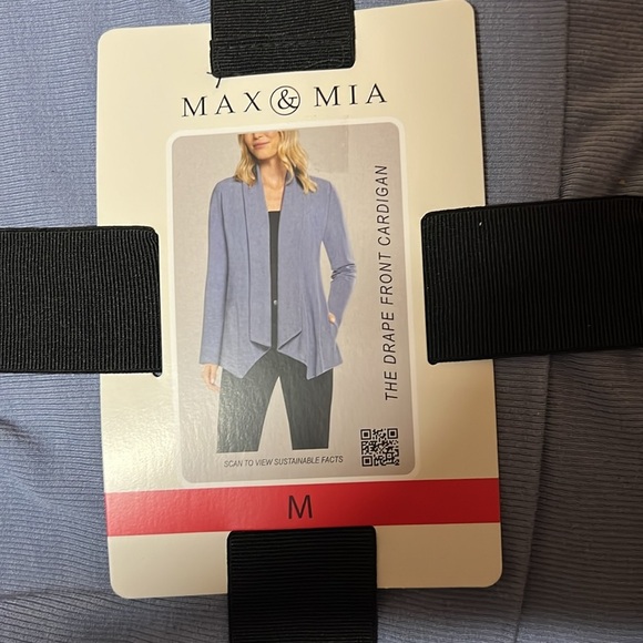 Max & Mia Women's Lightweight Draped blue Cardigan with Pockets butter soft - Picture 5 of 6